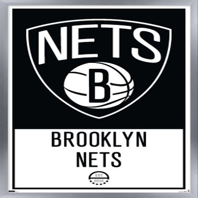 Trends International NBA Brooklyn Nets - Logo 21 Wall Poster, 22.375" x 34", Silver Framed Version