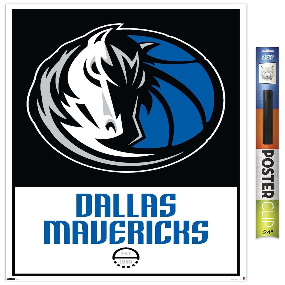 Trends International NBA Dallas Mavericks - Logo 21 Wall Poster, 22.375" x 34", Poster & Clip Bundle