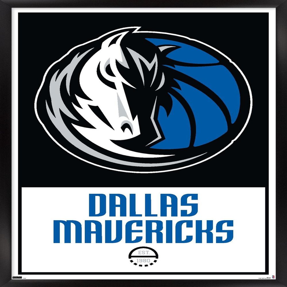 Trends International NBA Dallas Mavericks - Logo 21 Wall Poster, 22.375" x 34", Black Framed Version