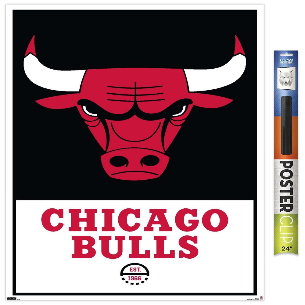 Trends International NBA Chicago Bulls - Logo 21 Wall Poster, 22.375" x 34", Premium Poster & Clip Bundle