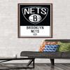 Trends International NBA Brooklyn Nets - Logo 21 Wall Poster, 22.375" x 34", Mahogany Framed Version view 2