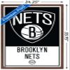 Trends International NBA Brooklyn Nets - Logo 21 Wall Poster, 22.375" x 34", Mahogany Framed Version view 3