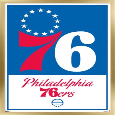 Trends International NBA Philadelphia 76ers - Logo 21 Wall Poster, 14.725" x 22.375", Gold Framed Version