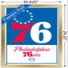 Trends International NBA Philadelphia 76ers - Logo 21 Wall Poster, 14.725" x 22.375", Gold Framed Version view 3