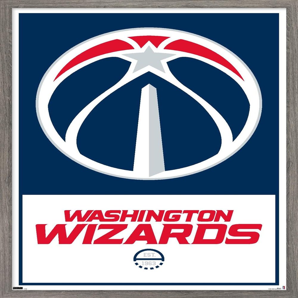 Trends International NBA Washington Wizards - Logo 21 Wall Poster, 22.375" x 34", Barnwood Framed Version