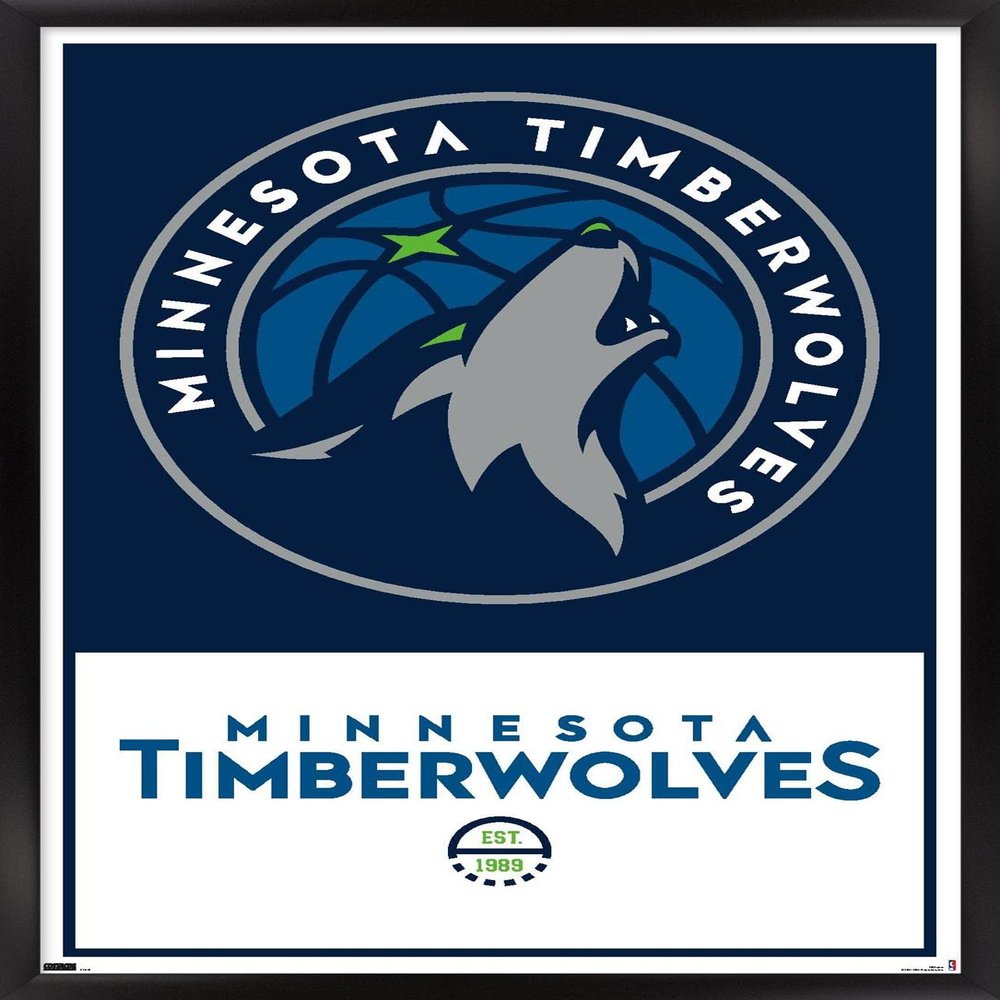 Trends International NBA Minnesota Timberwolves - Logo 21 Wall Poster, 14.725" x 22.375", Black Framed Version