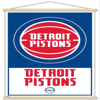 Trends International NBA Detroit Pistons - Logo 21 Wall Poster, 22.375" x 34", Premium Print and Beechwood Hanger Bundle