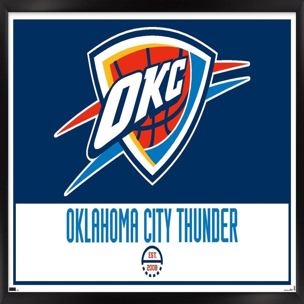 Trends International NBA Oklahoma City Thunder - Logo 21 Wall Poster, 14.725" x 22.375", Black Framed Version