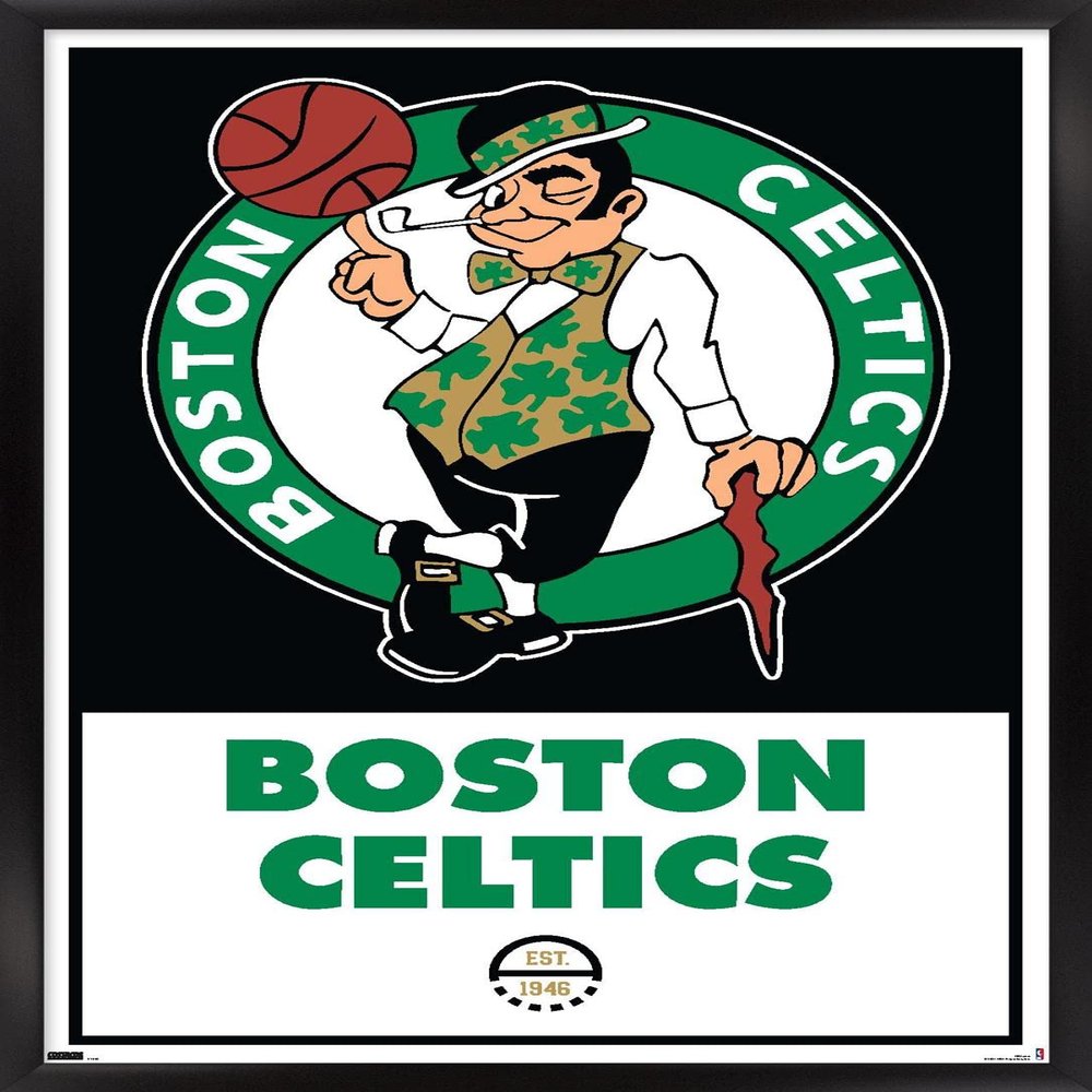 Trends International NBA Boston Celtics - Logo 21 Wall Poster, 22.375" x 34", Black Framed Version