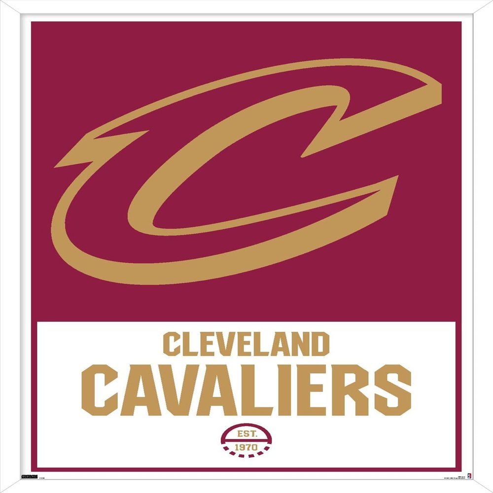 Trends International NBA Cleveland Cavaliers - Logo 21 Wall Poster, 14.725" x 22.375", White Framed Version