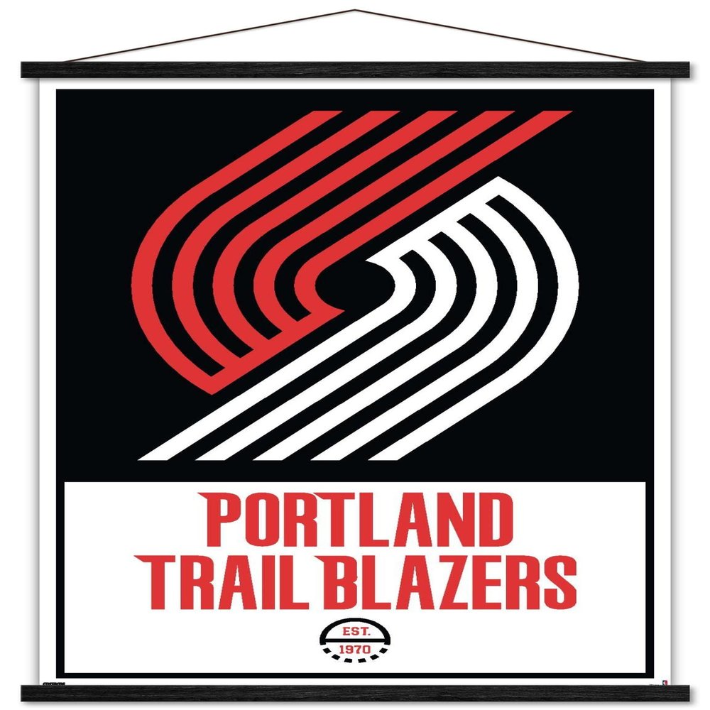 Trends International NBA Portland Trail Blazers - Logo 21 Wall Poster, 22.375" x 34", Premium Print and Black Hanger Bundle