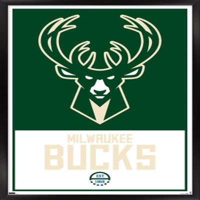 Trends International NBA Milwaukee Bucks - Logo 21 Wall Poster, 14.725" x 22.375", Black Framed Version