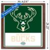 Trends International NBA Milwaukee Bucks - Logo 21 Wall Poster, 14.725" x 22.375", Mahogany Framed Version view 3