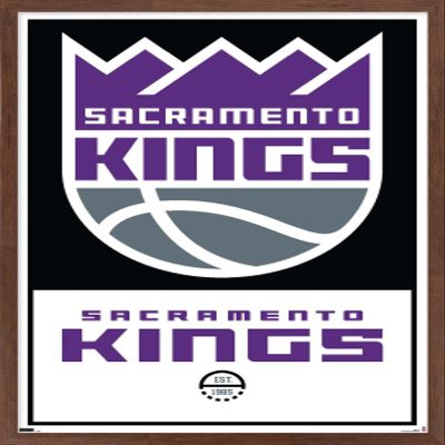 Trends International NBA Sacramento Kings - Logo 21 Wall Poster, 22.375" x 34", Mahogany Framed Version