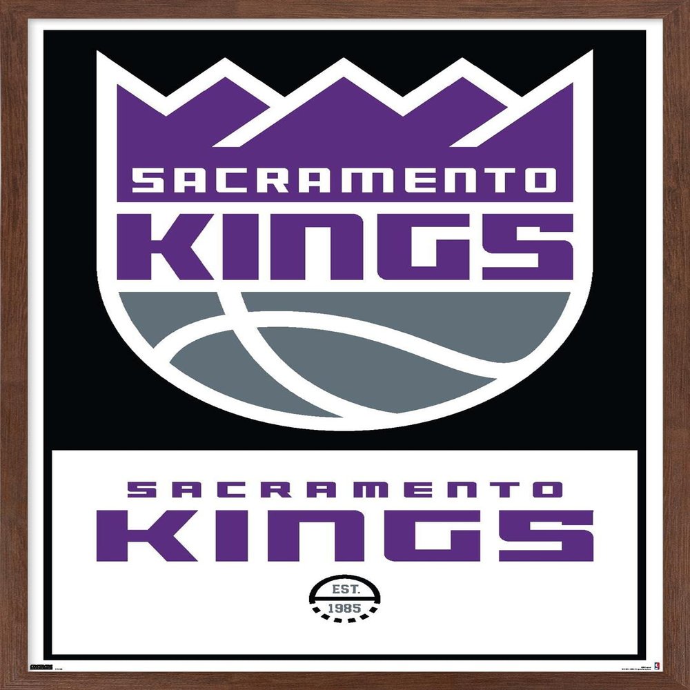 Trends International NBA Sacramento Kings - Logo 21 Wall Poster, 22.375" x 34", Mahogany Framed Version