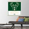 Trends International NBA Milwaukee Bucks - Logo 21 Wall Poster, 22.375" x 34", Print and Beechwood Hanger Bundle view 2
