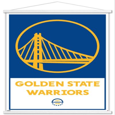 Trends International NBA Golden State Warriors - Logo 21 Wall Poster, 22.375" x 34", Premium Print and White Hanger Bundle