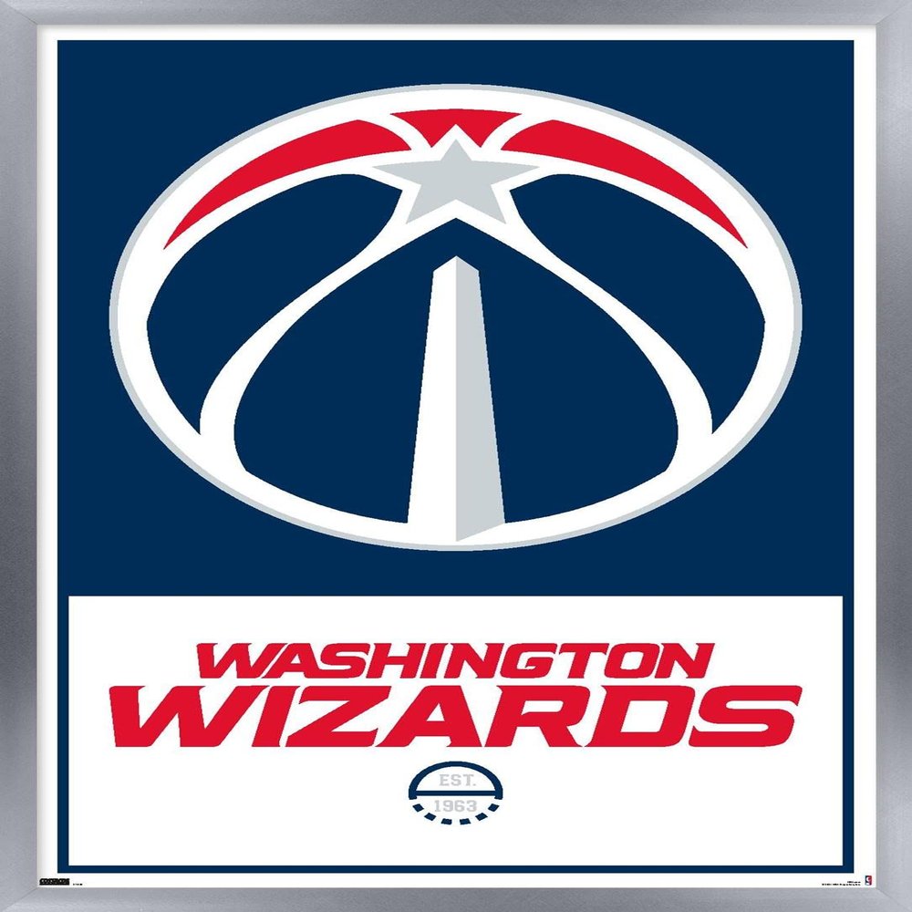Trends International NBA Washington Wizards - Logo 21 Wall Poster, 22.375" x 34", Silver Framed Version