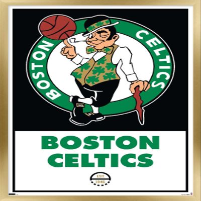 Trends International NBA Boston Celtics - Logo 21 Wall Poster, 14.725" x 22.375", Gold Framed Version