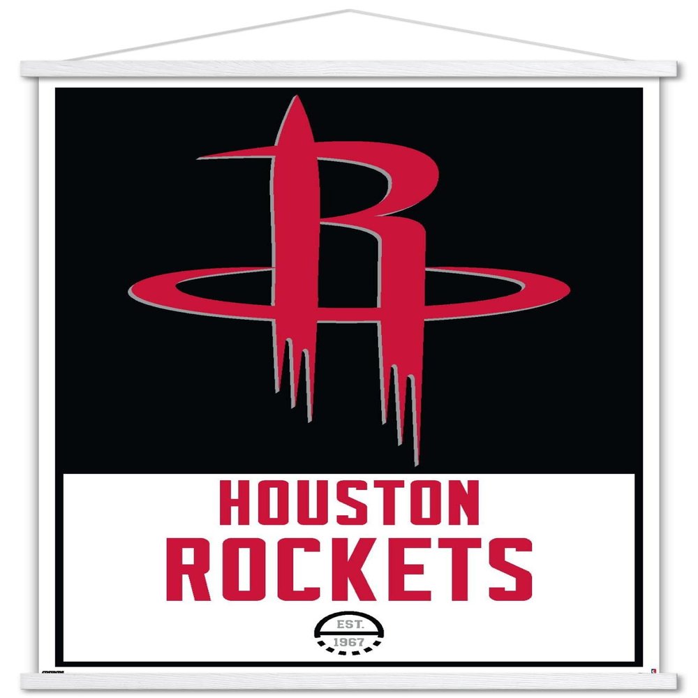 Trends International NBA Houston Rockets - Logo 21 Wall Poster, 22.375" x 34", Premium Print and White Hanger Bundle