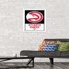 Trends International NBA Atlanta Hawks - Logo 21 Wall Poster, 14.725" x 22.375", White Framed Version view 2