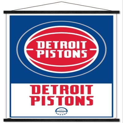 Trends International NBA Detroit Pistons - Logo 21 Wall Poster, 22.375" x 34", Print and Black Hanger Bundle