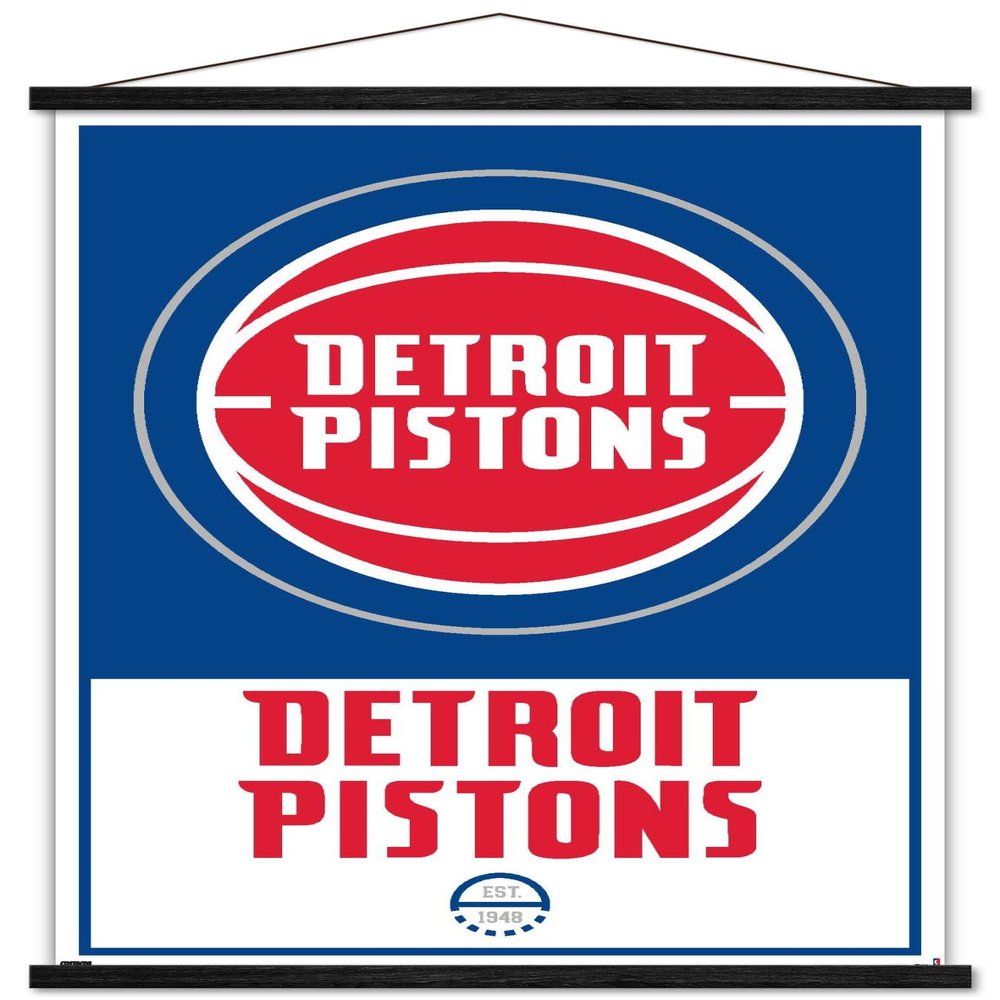 Trends International NBA Detroit Pistons - Logo 21 Wall Poster, 22.375" x 34", Print and Black Hanger Bundle