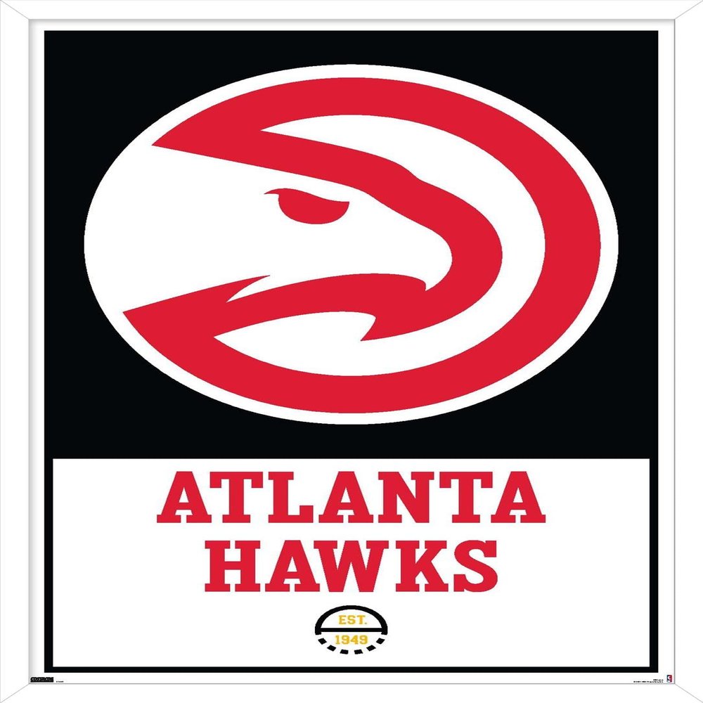 Trends International NBA Atlanta Hawks - Logo 21 Wall Poster, 22.375" x 34", White Framed Version