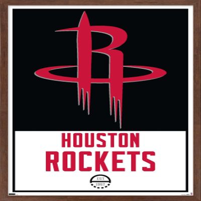 Trends International NBA Houston Rockets - Logo 21 Wall Poster, 14.725" x 22.375", Mahogany Framed Version