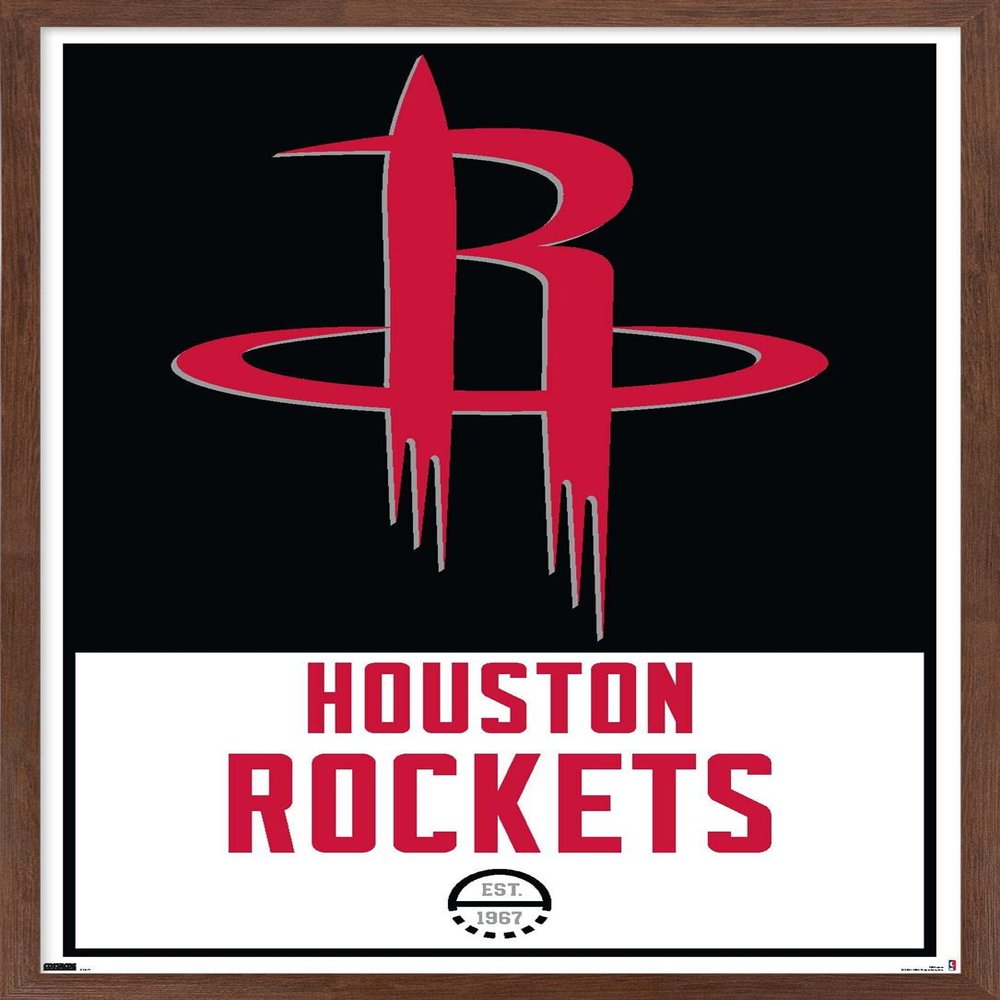 Trends International NBA Houston Rockets - Logo 21 Wall Poster, 14.725" x 22.375", Mahogany Framed Version