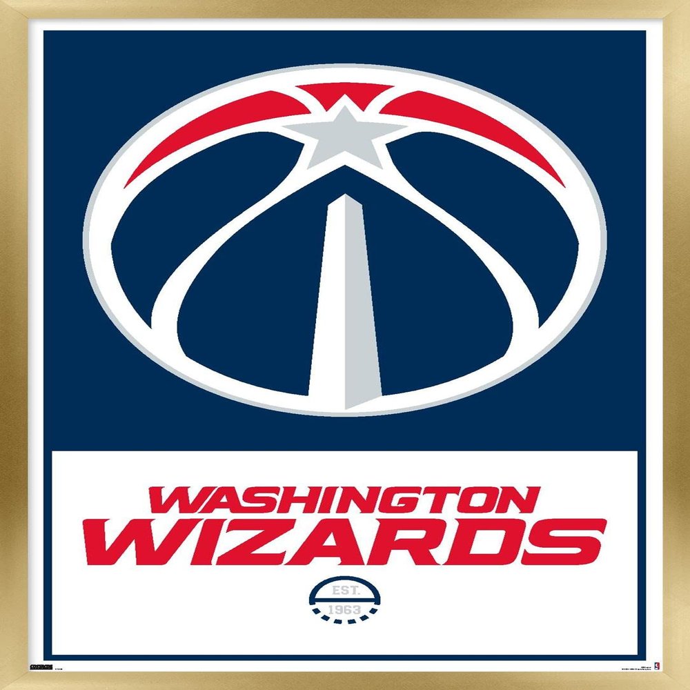 Trends International NBA Washington Wizards - Logo 21 Wall Poster, 22.375" x 34", Gold Framed Version