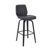 Armen Living Renee 26" Swivel Gray Faux Leather and Black Wood Bar Stool view 3