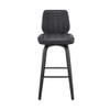 Armen Living Renee 26" Swivel Gray Faux Leather and Black Wood Bar Stool view 4