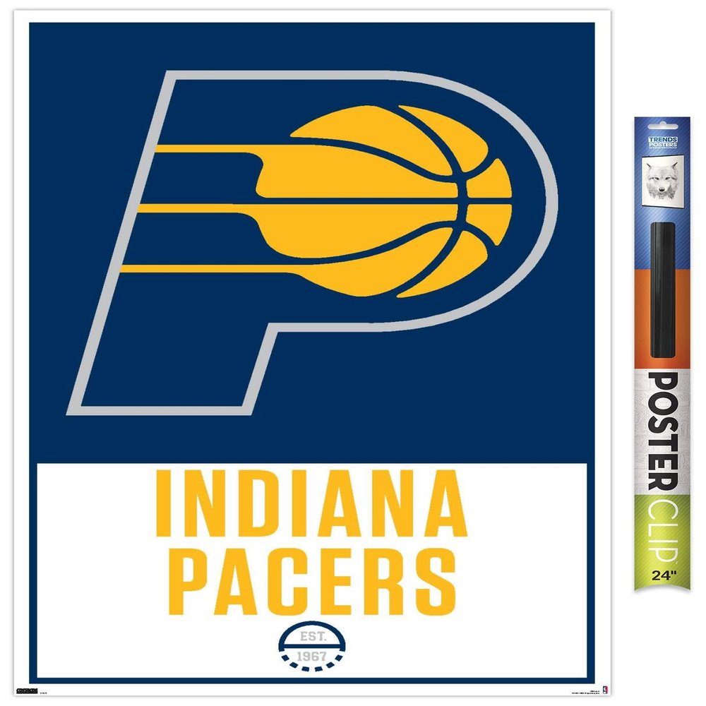 Trends International NBA Indiana Pacers - Logo 21 Wall Poster, 22.375" x 34", Premium Poster & Clip Bundle