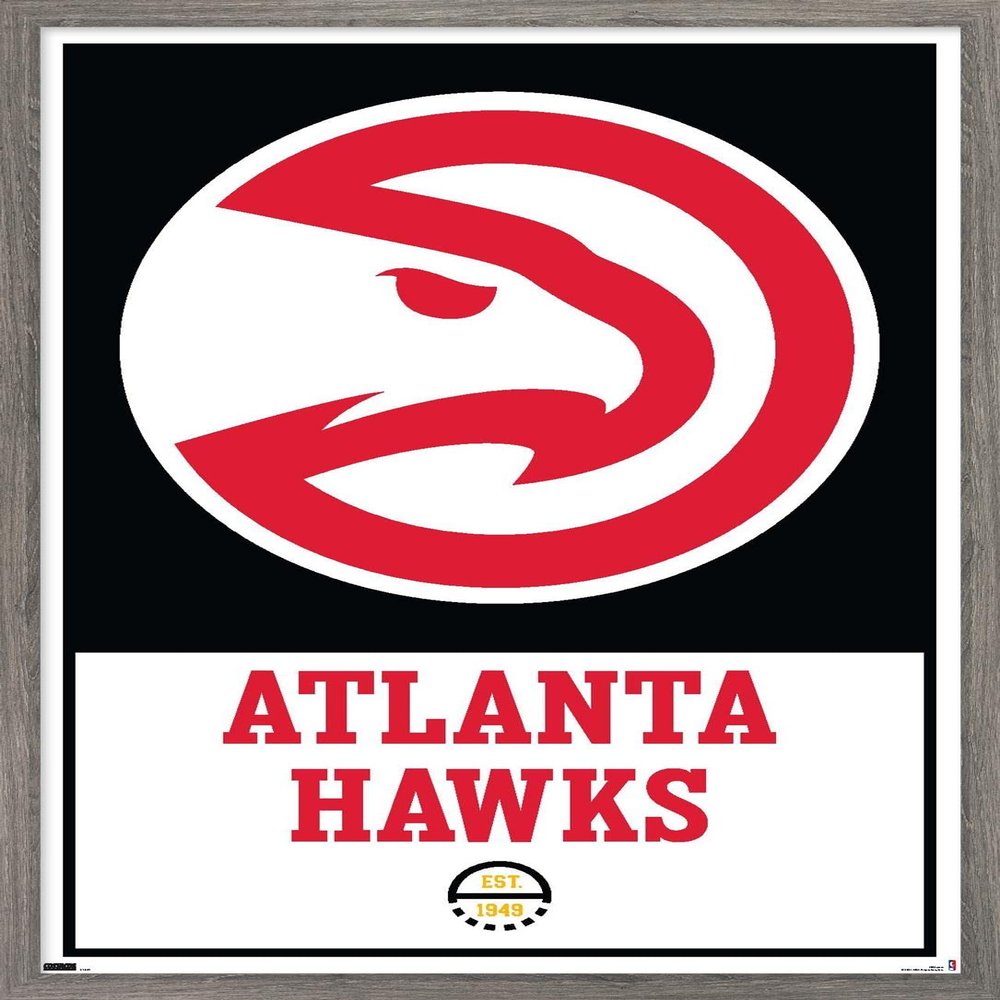 Trends International NBA Atlanta Hawks - Logo 21 Wall Poster, 22.375" x 34", Barnwood Framed Version