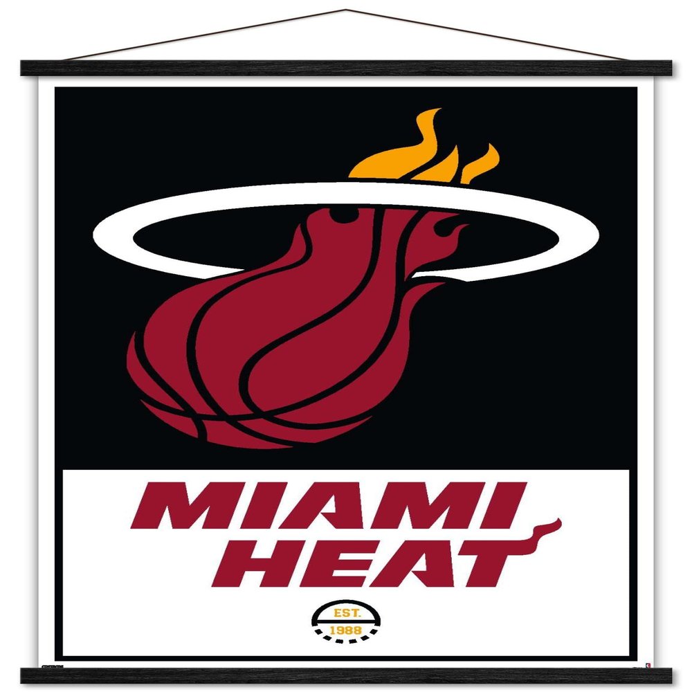 Trends International NBA Miami Heat - Logo 21 Wall Poster, 22.375" x 34", Premium Print and Black Hanger Bundle