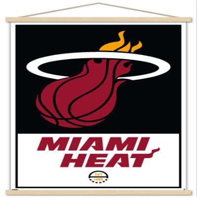 Trends International NBA Miami Heat - Logo 21 Wall Poster, 22.375" x 34", Premium Print and Beechwood Hanger Bundle