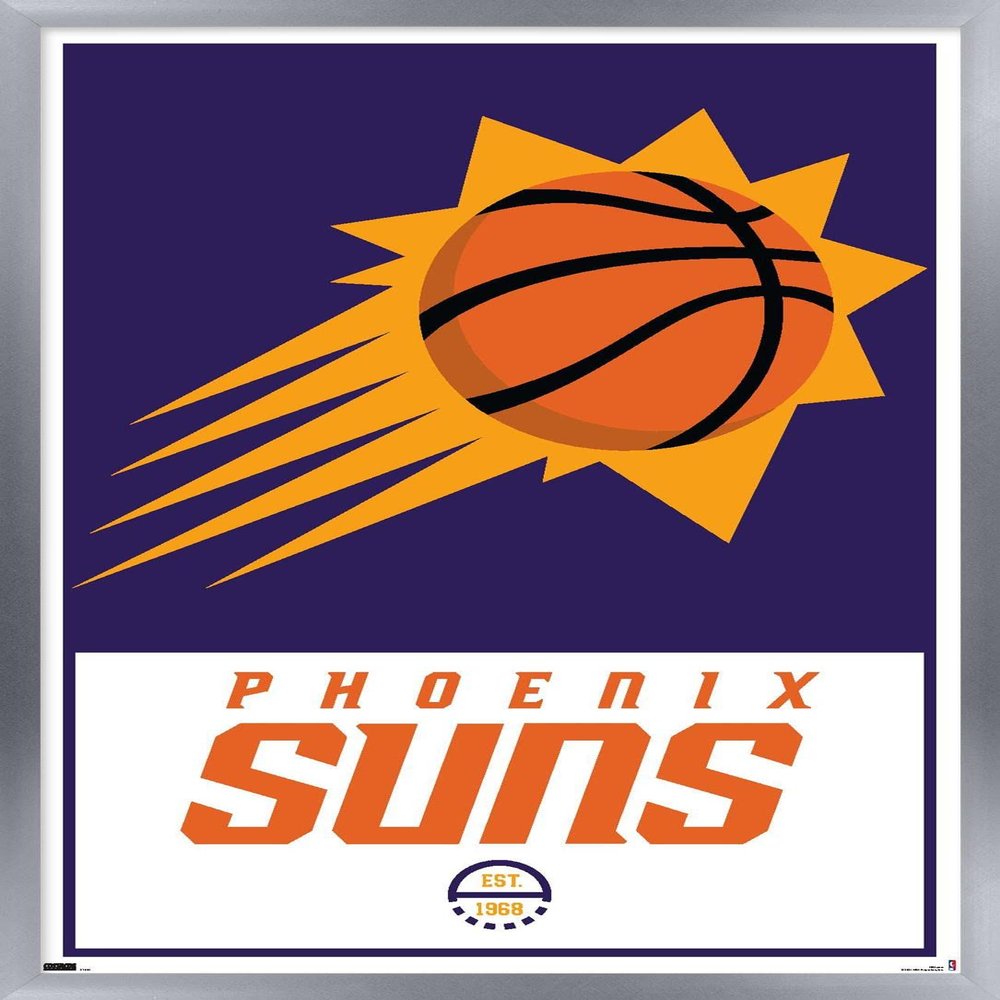 Trends International NBA Phoenix Suns - Logo 21 Wall Poster, 22.375" x 34", Silver Framed Version