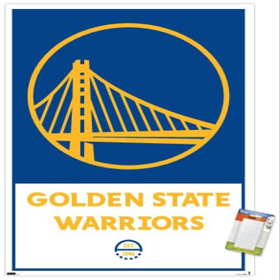 Trends International NBA Golden State Warriors - Logo 21 Wall Poster, 22.375" x 34", Premium Poster & Mount Bundle