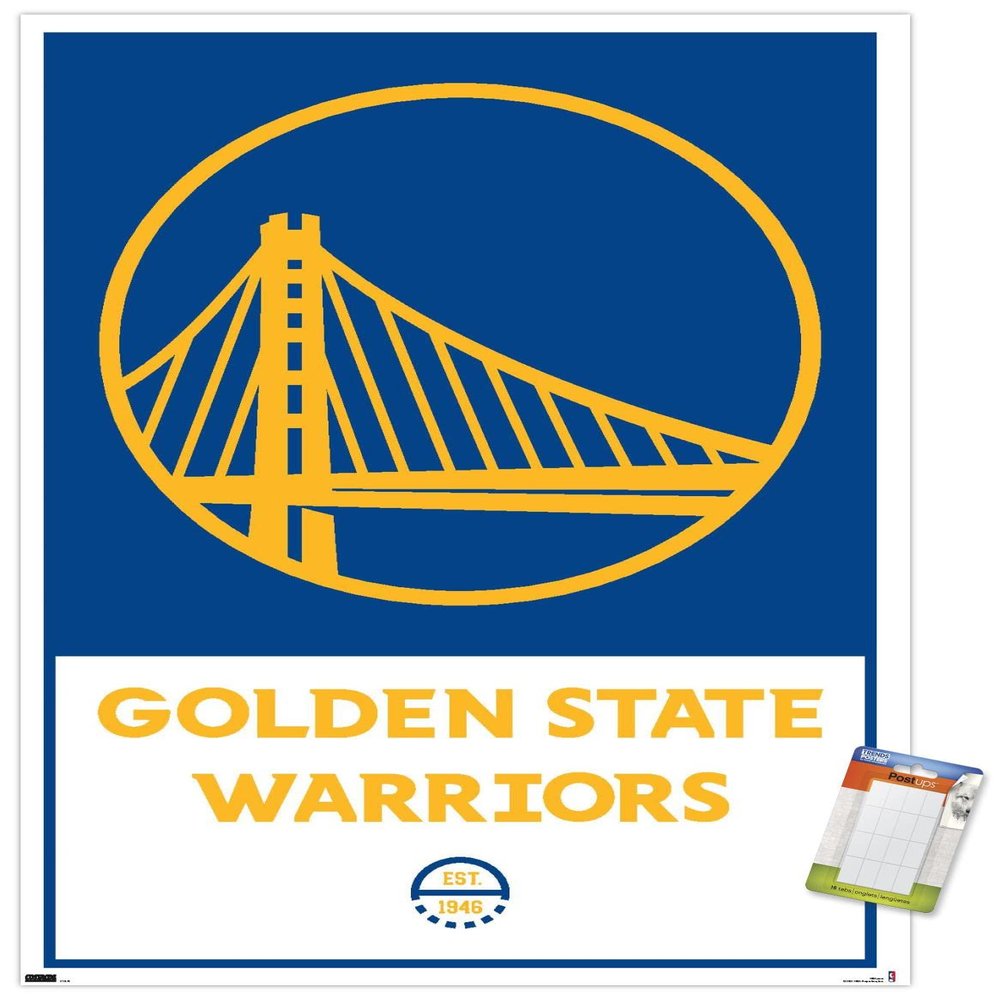 Trends International NBA Golden State Warriors - Logo 21 Wall Poster, 22.375" x 34", Premium Poster & Mount Bundle