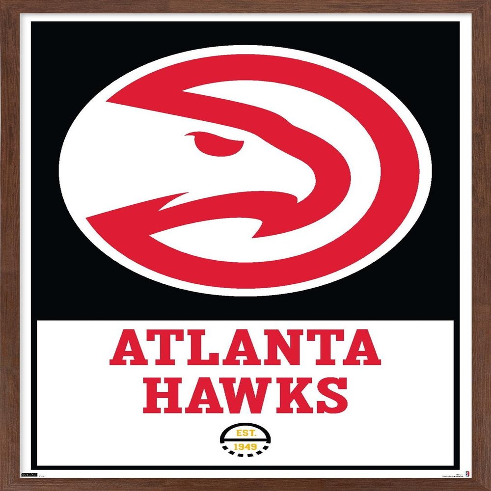 Trends International NBA Atlanta Hawks - Logo 21 Wall Poster, 22.375" x 34", Mahogany Framed Version