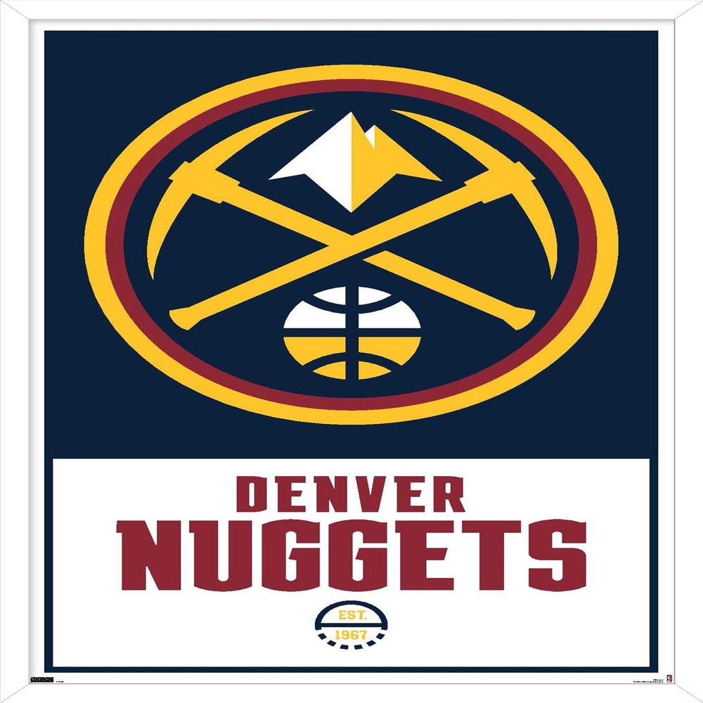 Trends International NBA Denver Nuggets - Logo 21 Wall Poster, 14.725" x 22.375", White Framed Version