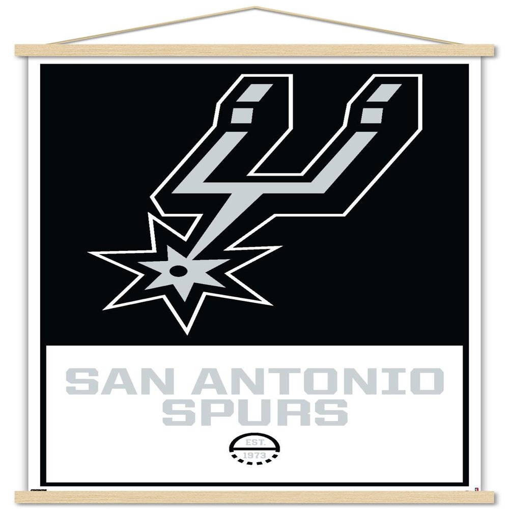 Trends International NBA San Antonio Spurs - Logo 21 Wall Poster, 22.375" x 34", Premium Print and Beechwood Hanger Bundle