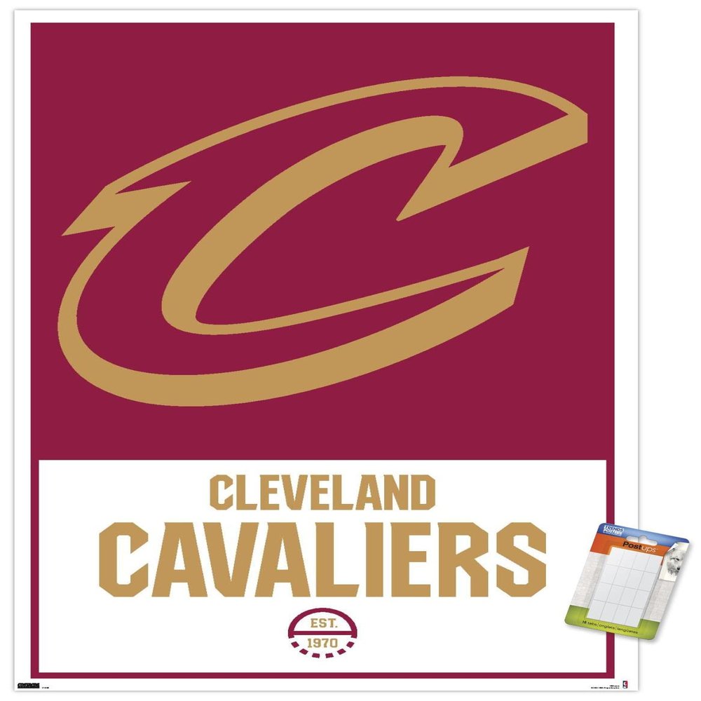 Trends International NBA Cleveland Cavaliers - Logo 21 Wall Poster, 14.725" x 22.375", Premium Poster & Mount Bundle