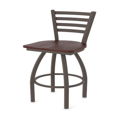 410 Jackie 25" Swivel Counter Stool with Bronze Finish and Dark Cherry Oak Seat
