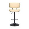 Armen Living Brooklyn Adjustable Swivel Cream Faux Leather and Black Wood Bar Stool with Black Base view 4