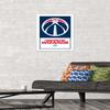 Trends International NBA Washington Wizards - Logo 21 Wall Poster, 14.725" x 22.375", White Framed Version view 2