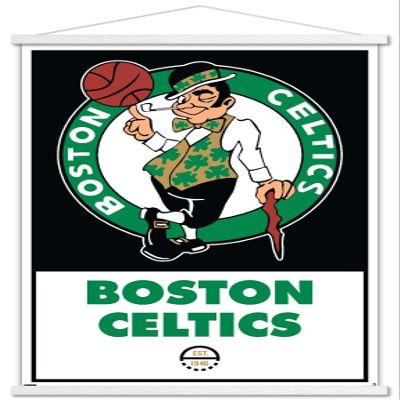 Trends International NBA Boston Celtics - Logo 21 Wall Poster, 22.375" x 34", Print and White Hanger Bundle