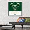 Trends International NBA Milwaukee Bucks - Logo 21 Wall Poster, 22.375" x 34", White Framed Version view 2