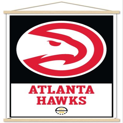 Trends International NBA Atlanta Hawks - Logo 21 Wall Poster, 22.375" x 34", Premium Print and Beechwood Hanger Bundle